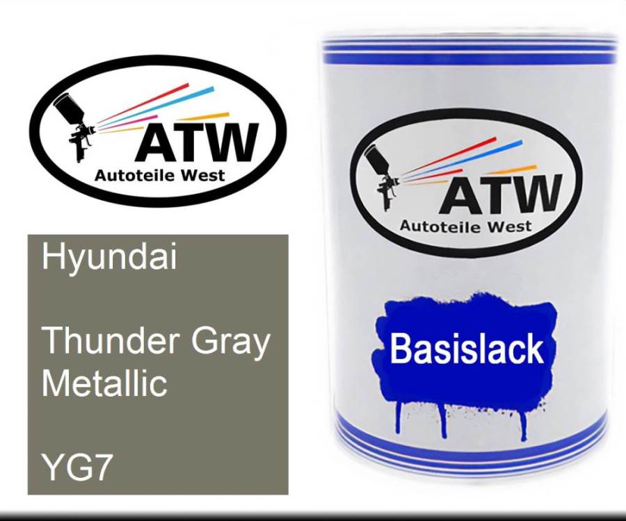 Hyundai, Thunder Gray Metallic, YG7: 500ml Lackdose, von ATW Autoteile West.